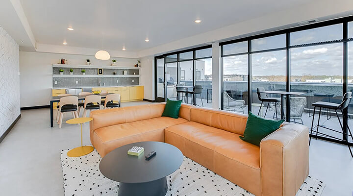 the building community area viewing the balcony